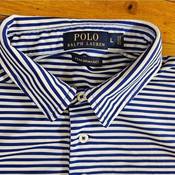 Polo Ralph Lauren Blue Label Mens Large Blue Stripe Logo - Picture 4 of 5